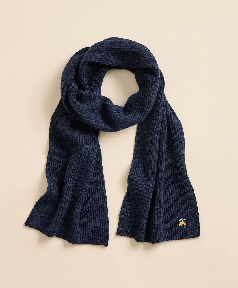 Wool-Cashmere Blend Ribbed Knit Scarf