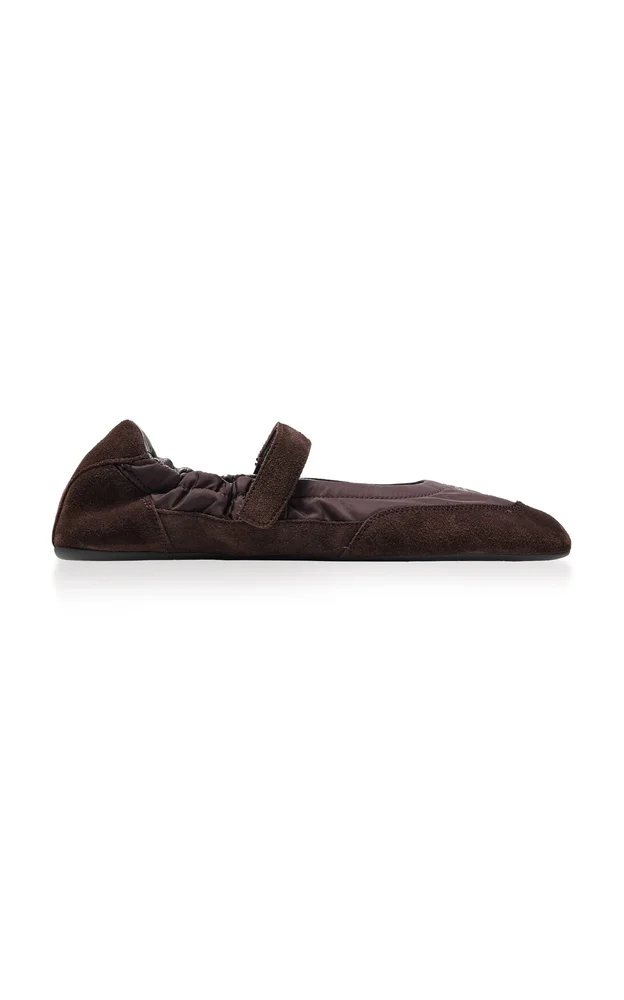 Collapse Re-Nylon and Suede Ballet Flats