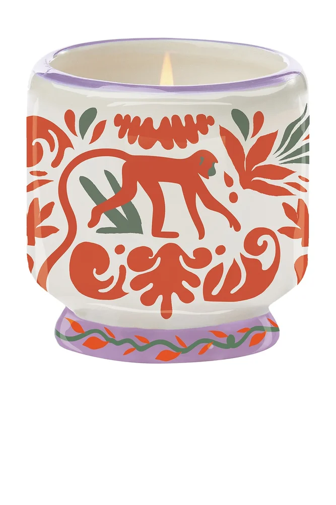 Handpainted Jungle Ceramic Candle