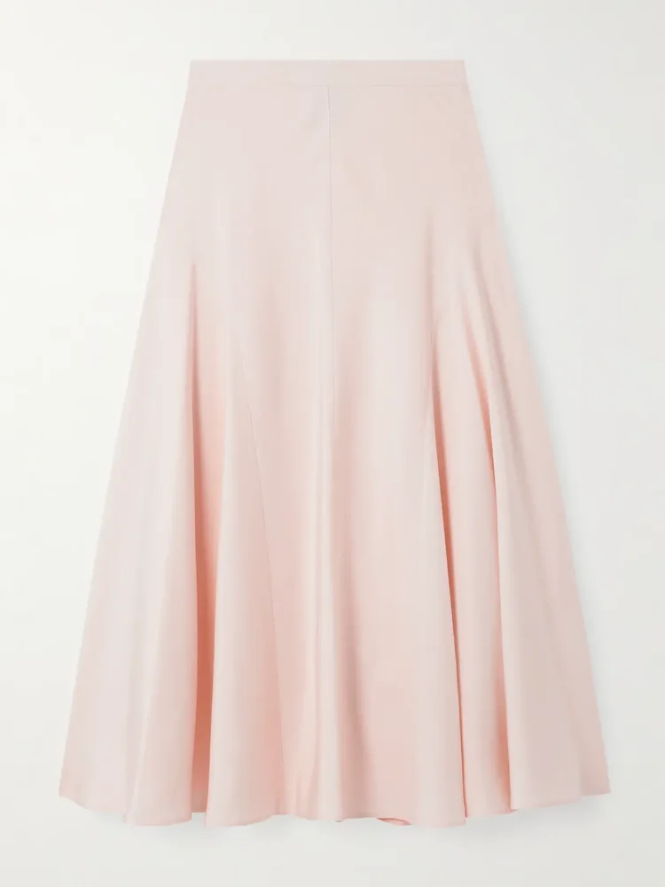 Giustina paneled silk midi skirt