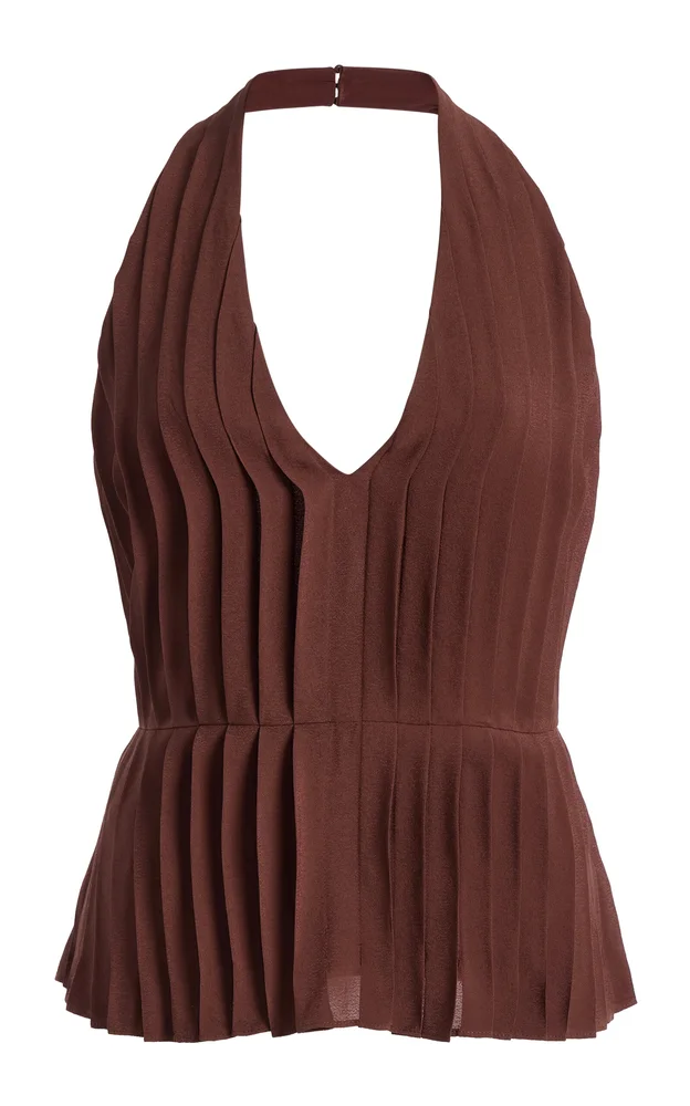 Exclusive La Isla Jane Pleated Crepe Halter Top