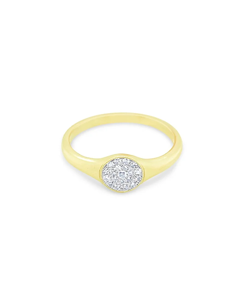 14K Yellow Gold Diamond Cluster Pinky Ring, 0.10 tcw