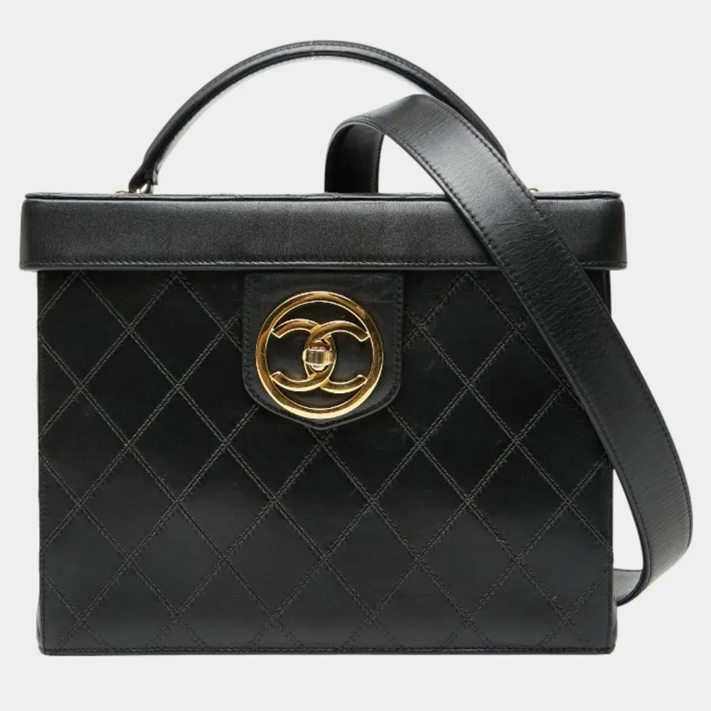 Bicolore Vintage Black Lambskin Vanity Case Shoulder Bag