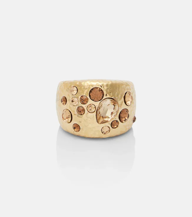 Scramble embellished gold-plated ring