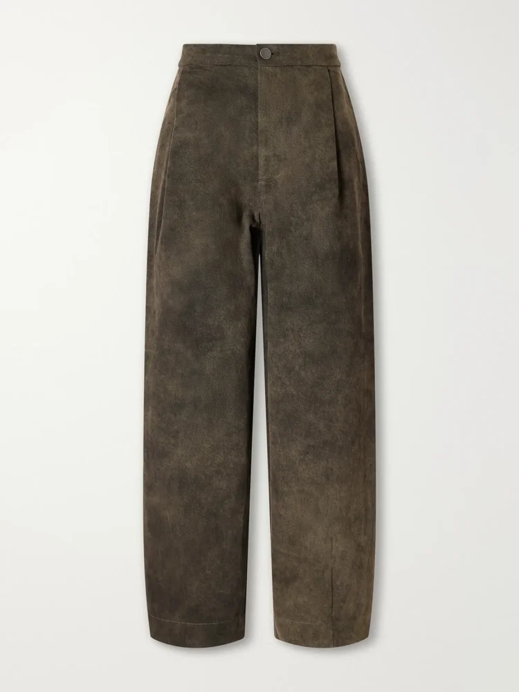 Pleated cotton-twill tapered pants