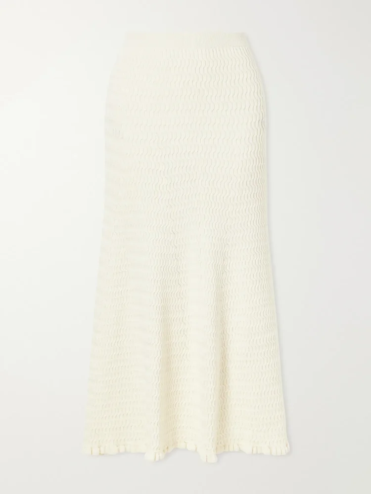 Magnolia cable-knit cotton-blend midi skirt