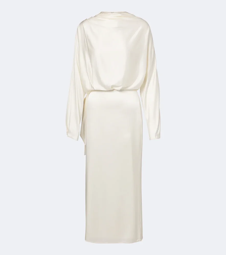 Phoebe draped silk-blend midi dress