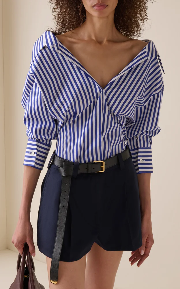 Sculpted Striped Cotton Poplin Shirt