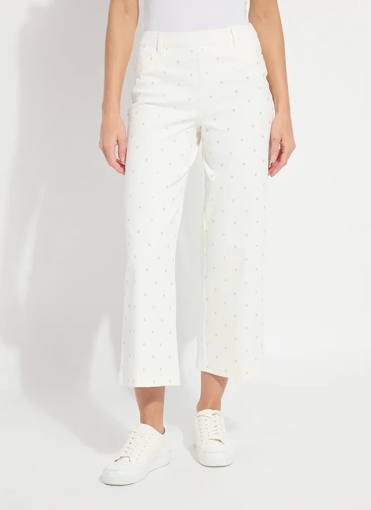 Audrey Pearled Embellished Crop Denim