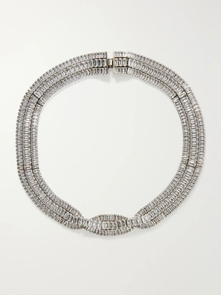 Cara crystal-embellished silver-tone necklace