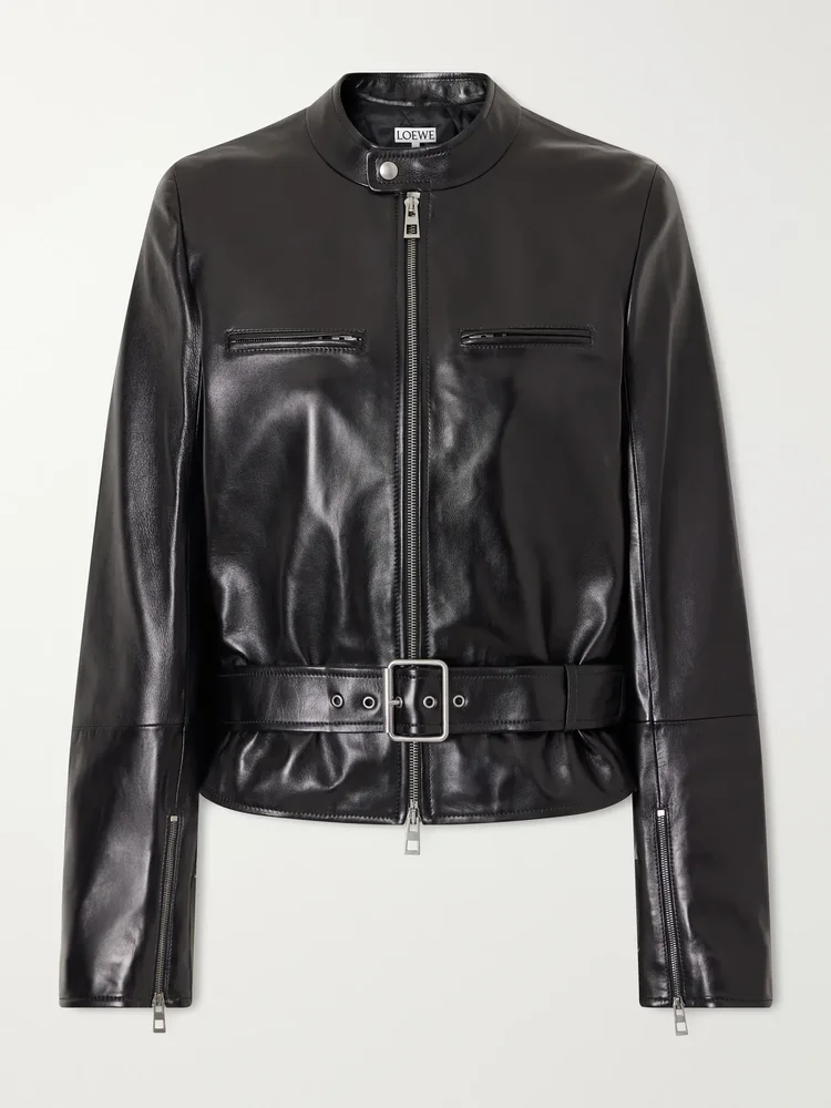 Leather biker jacket