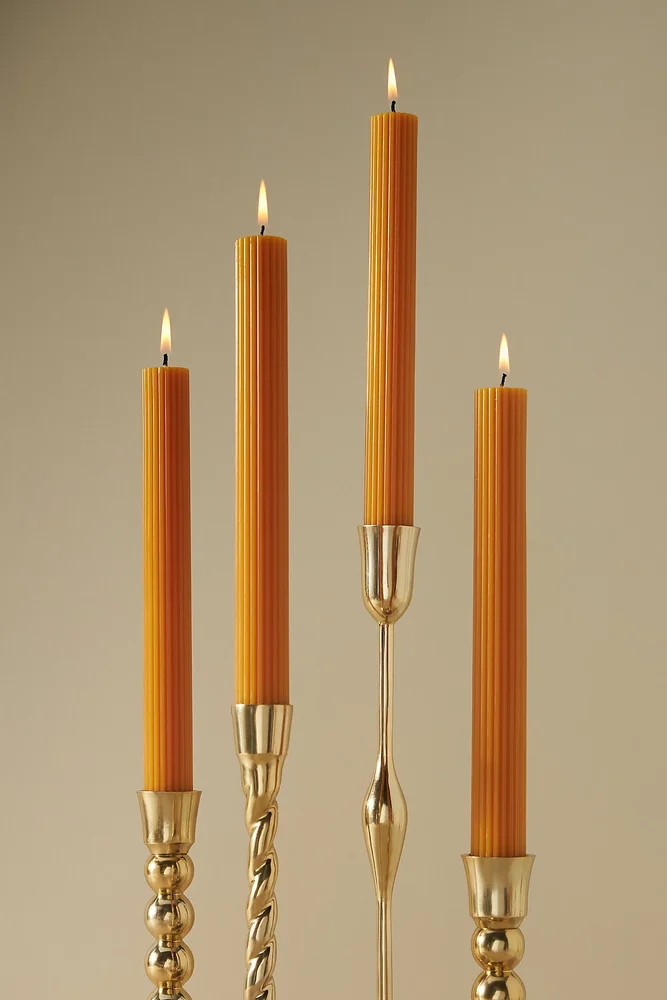 Fluted Taper Candles, Set of 4