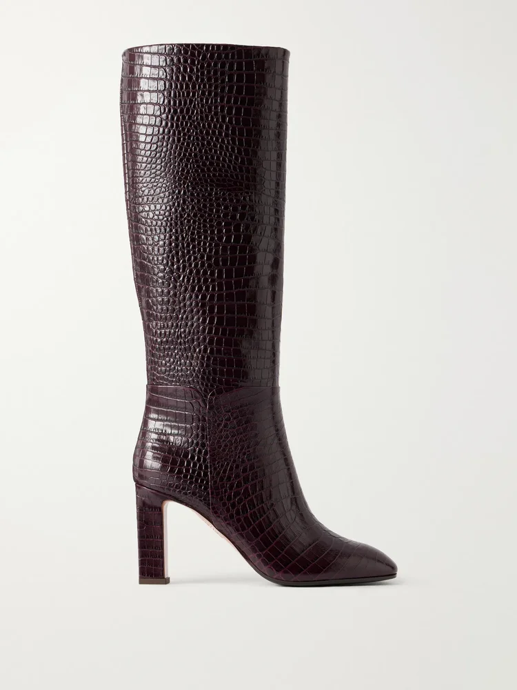 Sellier 85 croc-effect leather knee boots