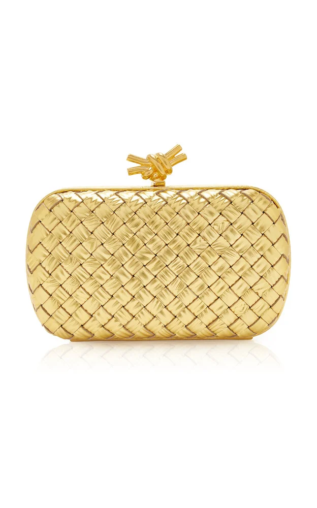 Knot Embossed-Leather Clutch
