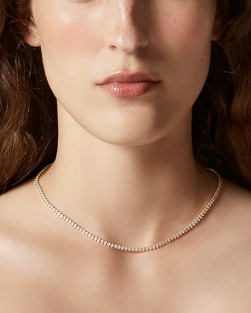 Teardrop cubic zirconia bezel-set tennis necklace