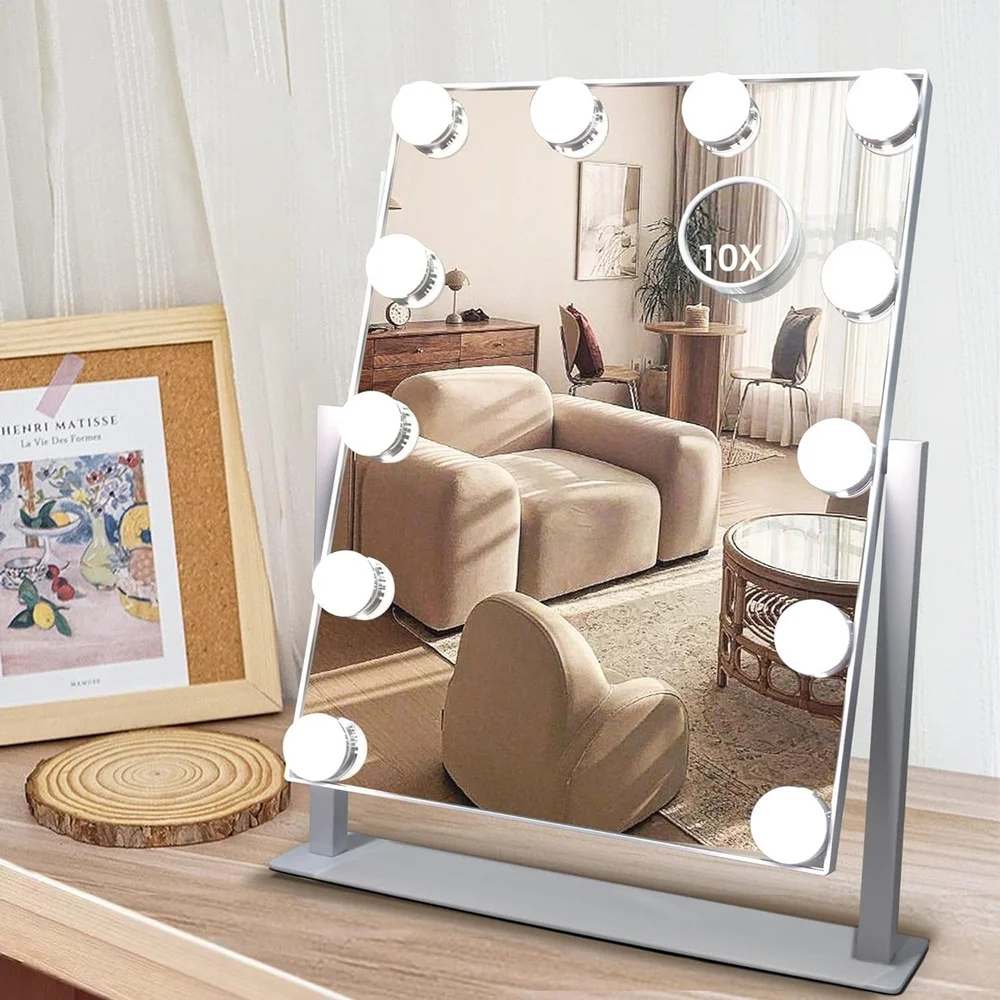Hollywood Vanity Mirror with 12 LED Dimmable Lights in White