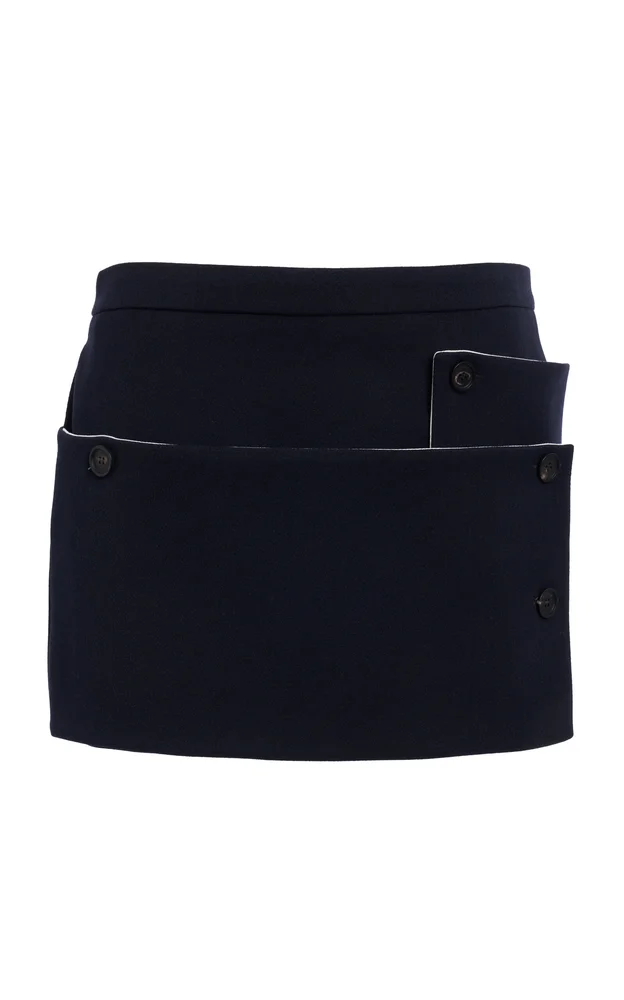 Asymmetric Wool-Blend Mini Skirt