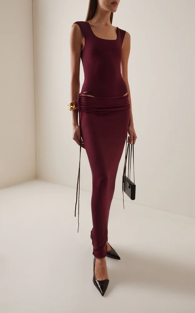Exclusive Draped Crepe Maxi Dress