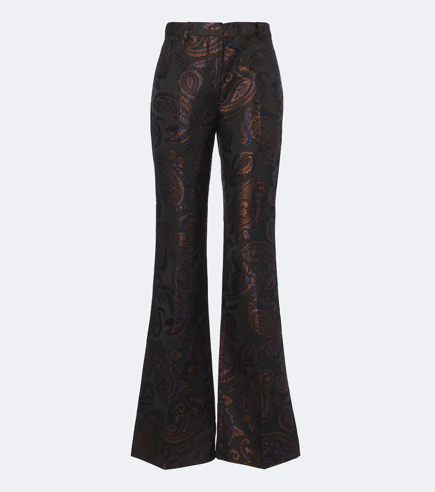 Paisley jacquard cotton flared pants