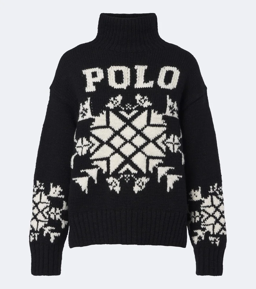 Intarsia wool turtleneck sweater