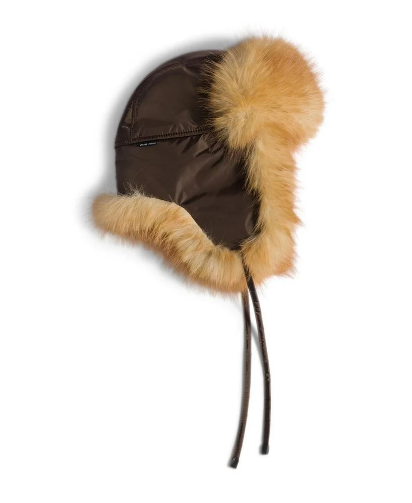 Technical Fabric and Faux Fur Trapper Hat