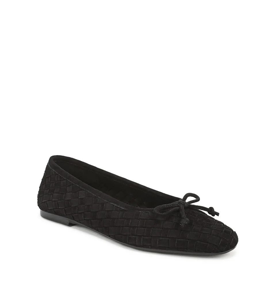 Ruthie Suede Bow Woven Ballet Flats