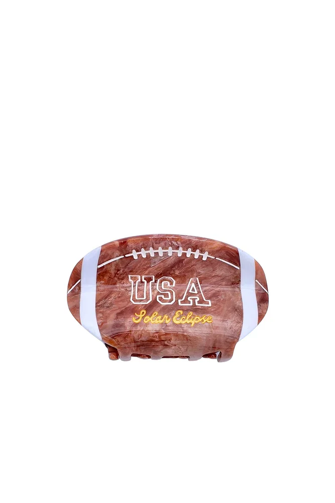 Hand-Painted Game Day Football Claw Hair Clip