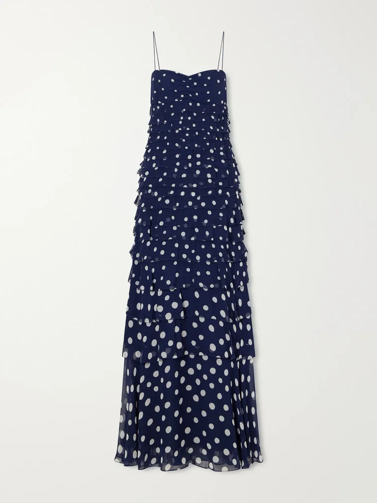 Niki polka-dot chiffon gown