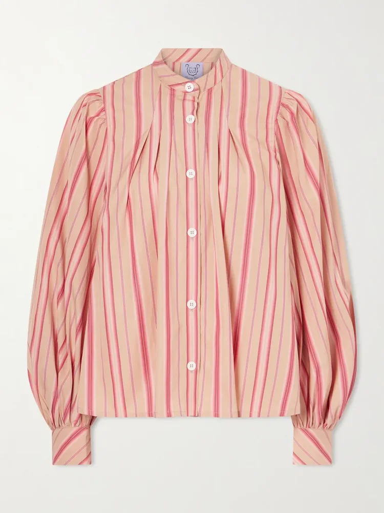 Yana striped cotton-poplin blouse
