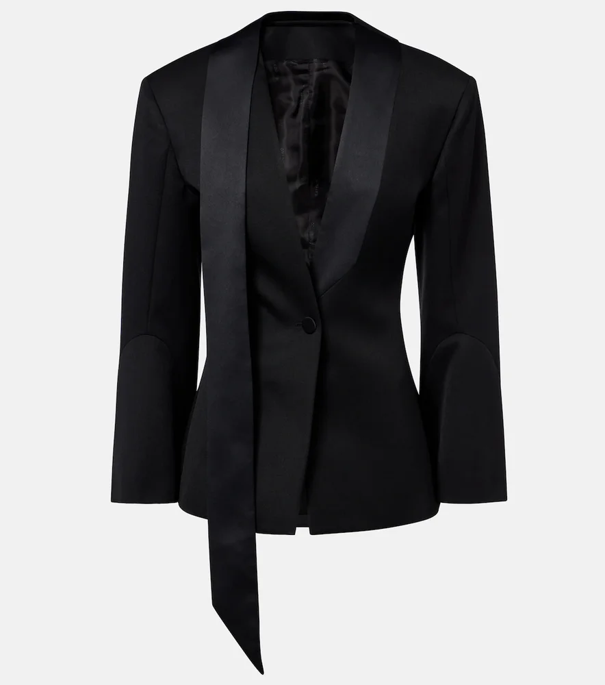 Satin-trimmed virgin wool blazer