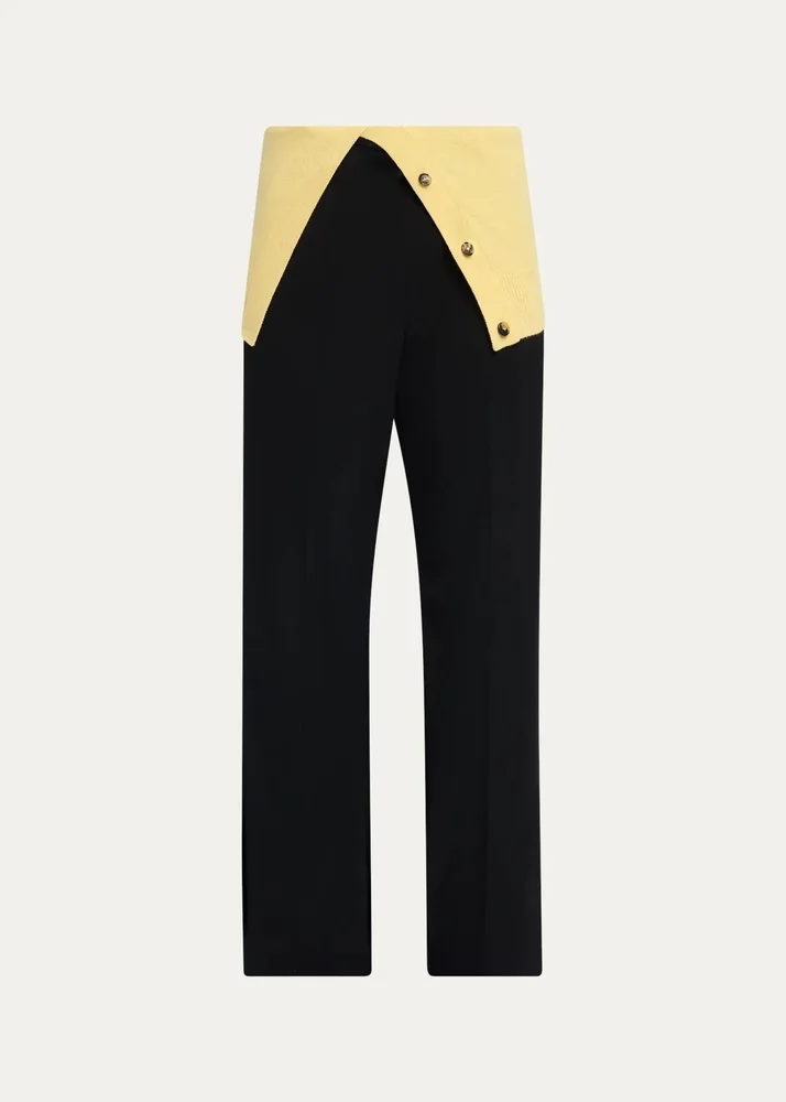 Removable-Flap Wool-Cotton Trousers