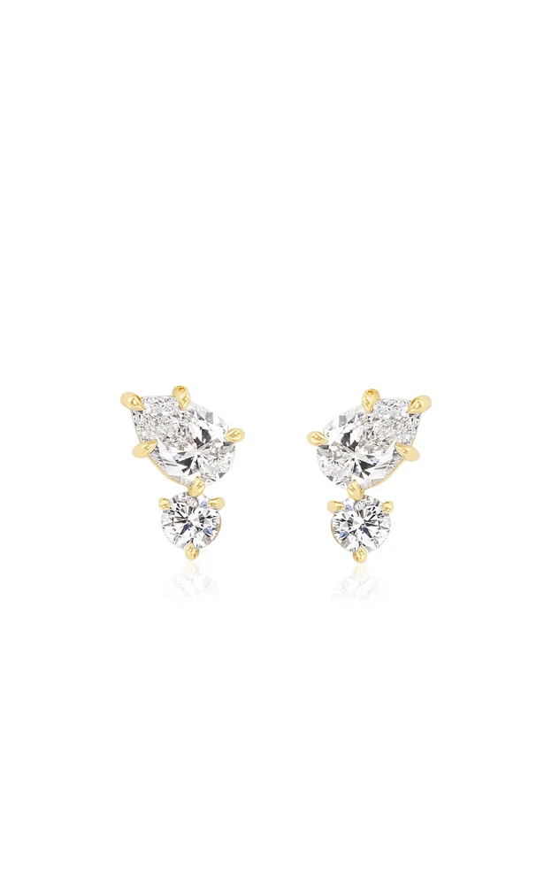 14K Yellow Gold Bias Duo Studs