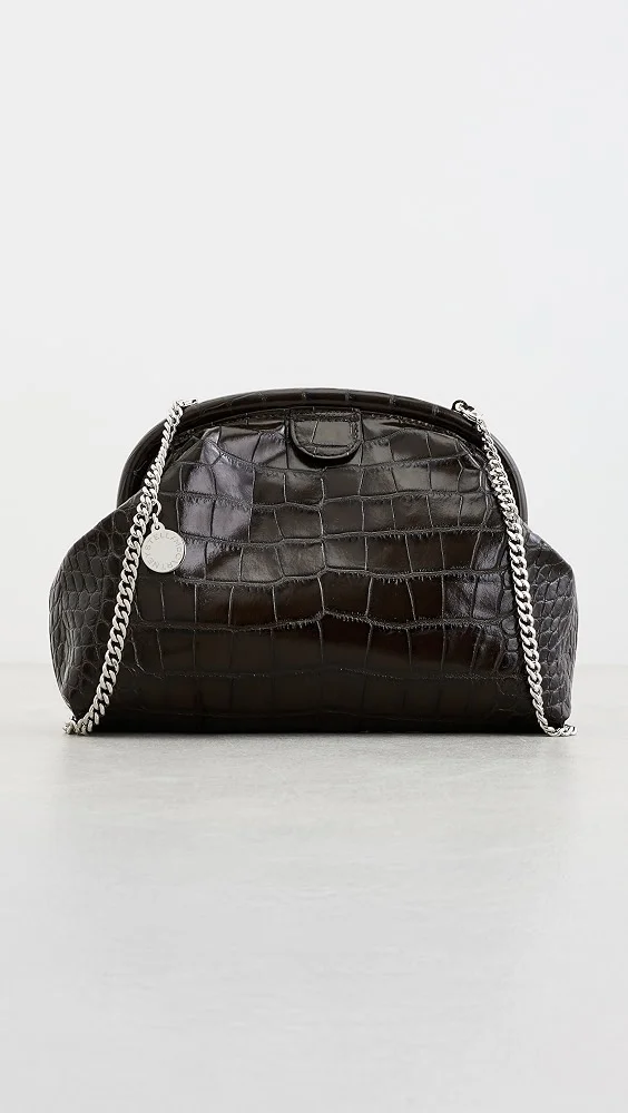 Falabella Soft Faux Leather Croc Clutch With Chain