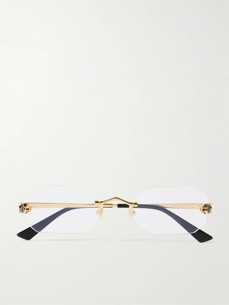 Panthère Classic rimless gold-tone optical glasses