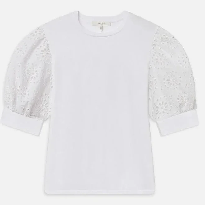 FRAME Women's The Solstice Eyelet Tee White