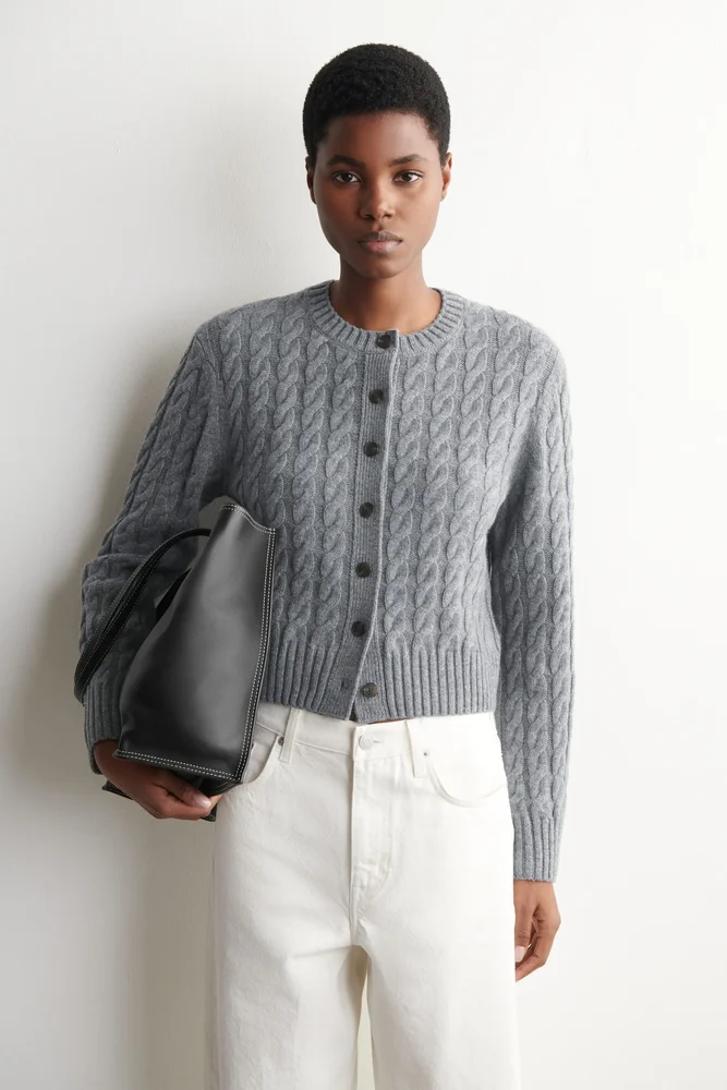 Cable-knit Merino Wool Cardigan
