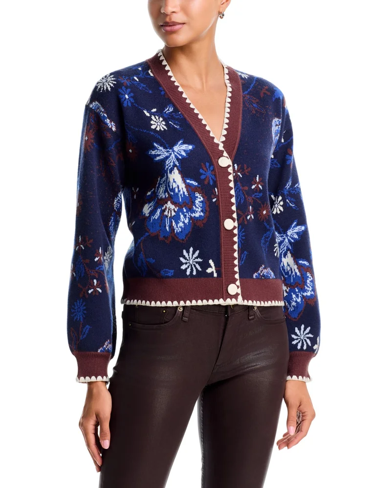 Jacquard Embroidered Border Cardigan - Exclusive