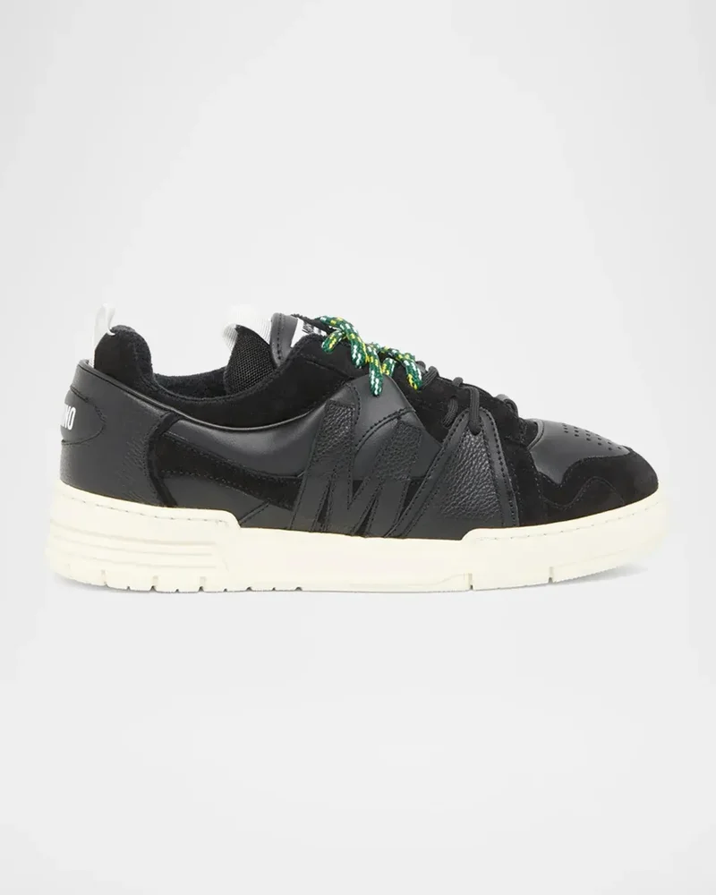 Leather & Velvet Low-Top Sneakers