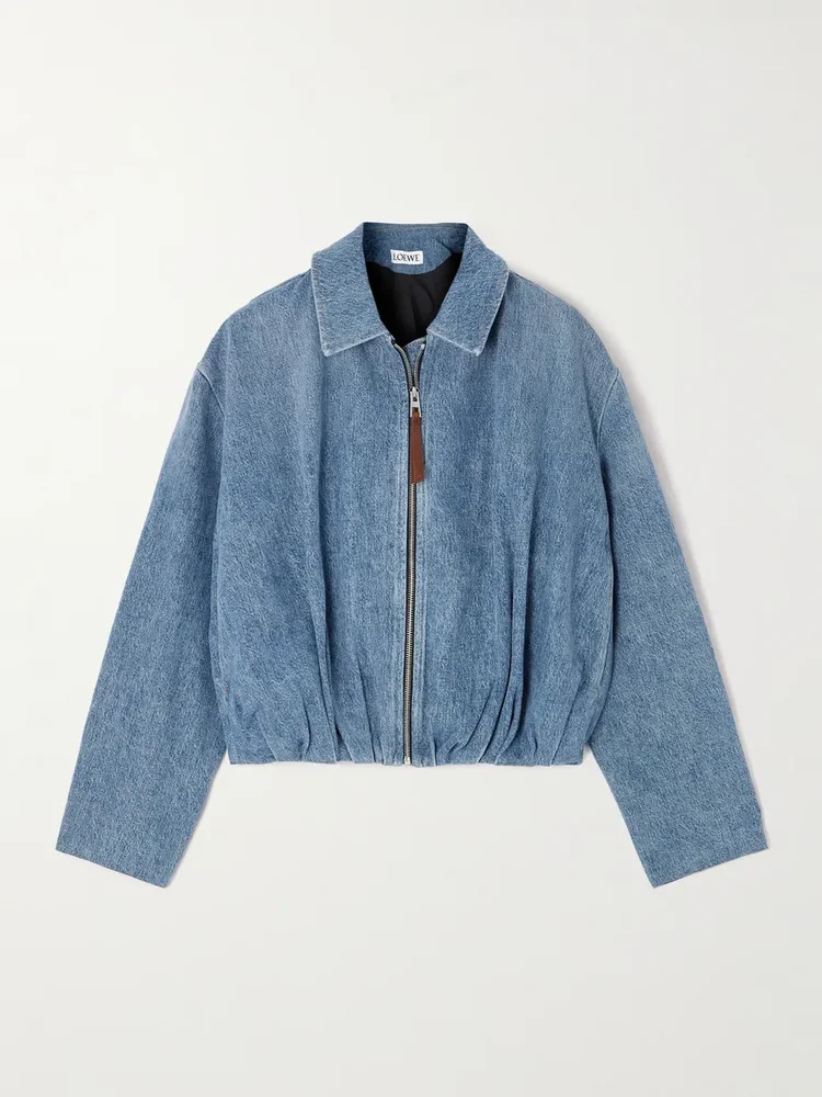 Draped denim jacket