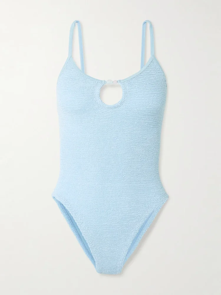 Mia bead-embellished cutout Original Crinkle™ swimsuit