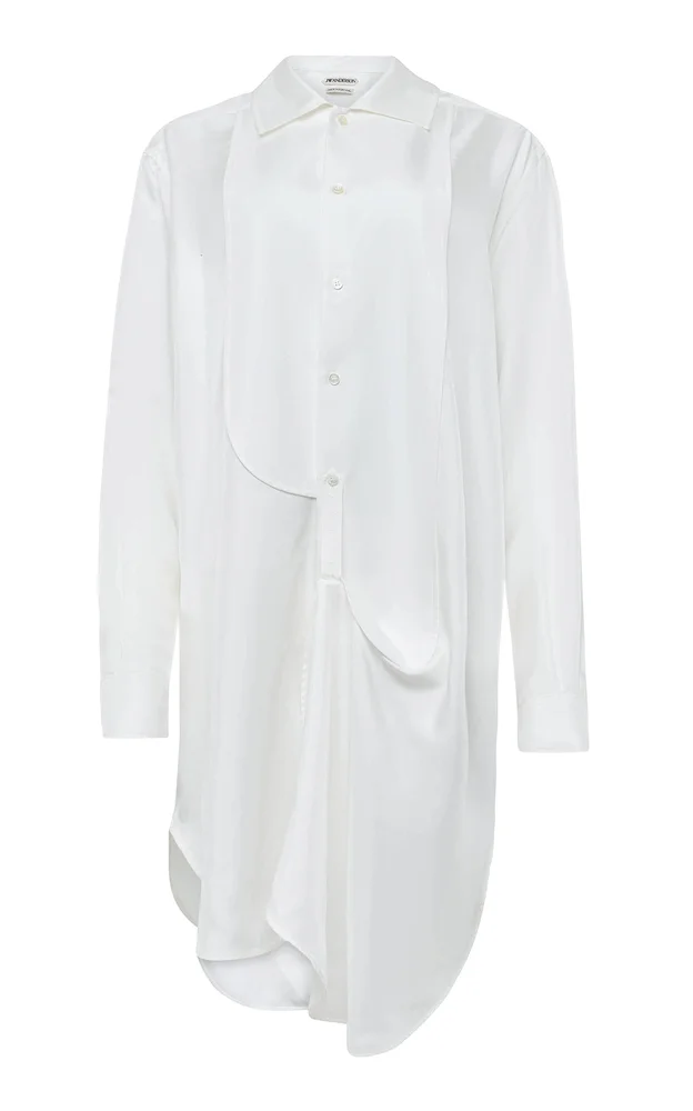 Tuxedo Draped Silk Midi Dress