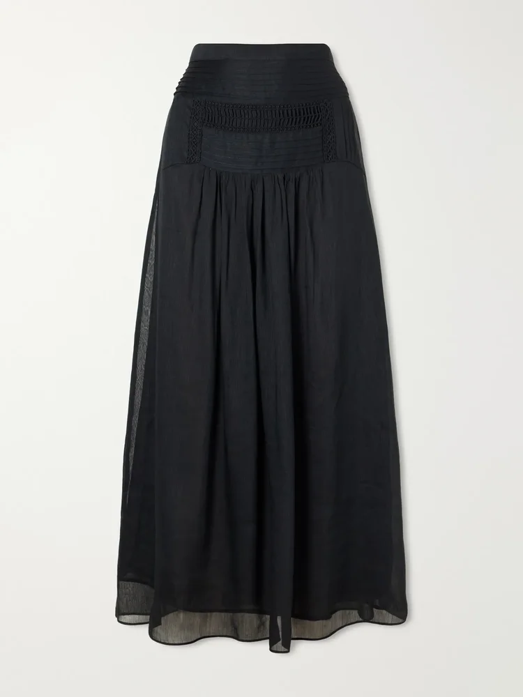 Pylka embroidered crepon midi skirt