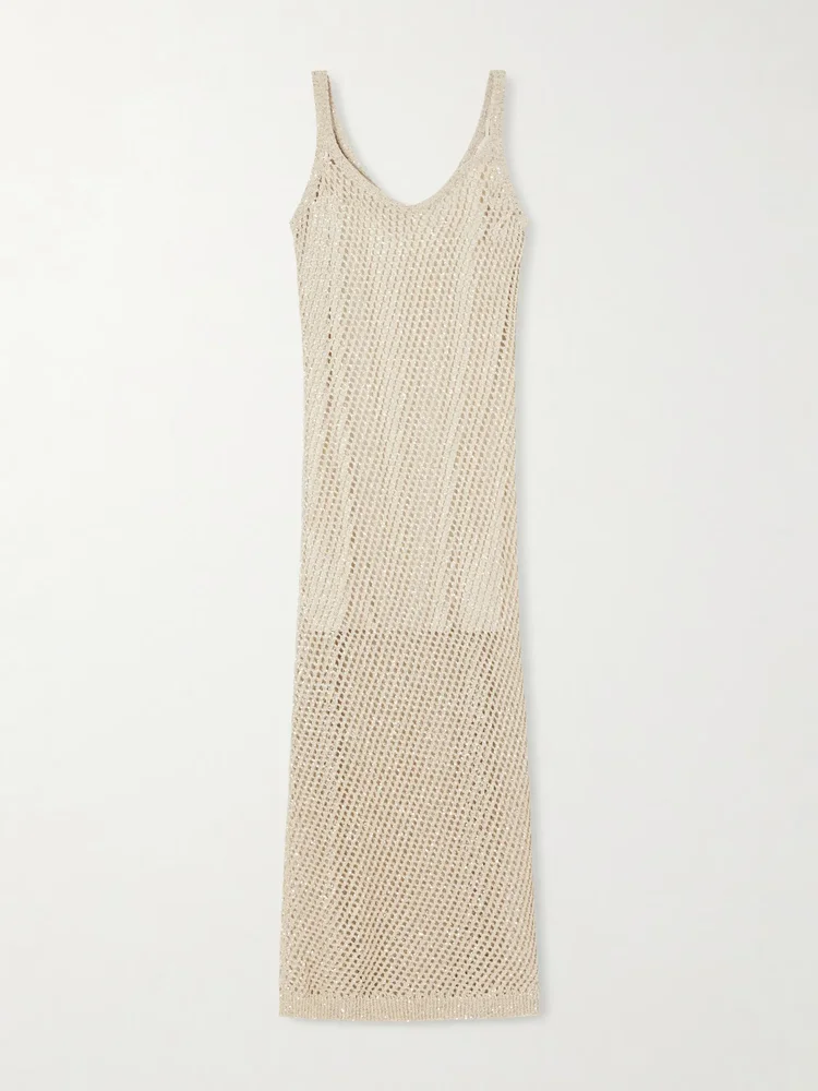Sequined crocheted maxi dress