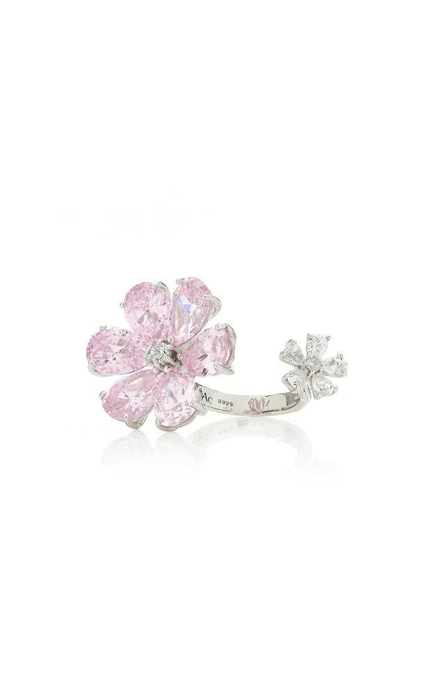 Rose Marguerite Daisy Rhodium Vermeil Diamond Ring