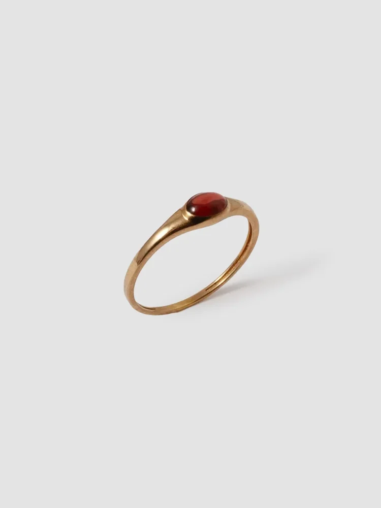 Mini Garnet Signet Ring