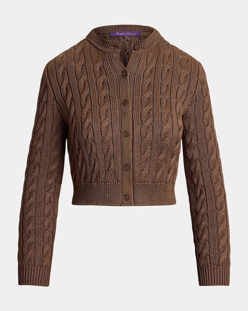 Cable-Knit Silk-Blend Cropped Cardigan