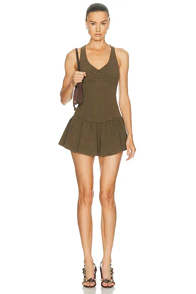 Shirred Sleeveless T-Shirt Dress