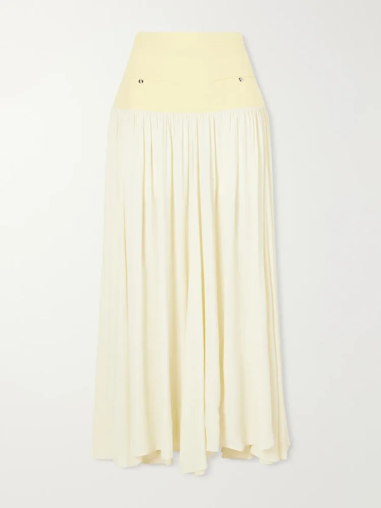 cotton and crepe maxi skirt