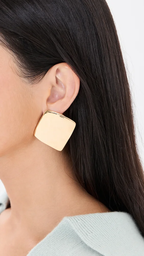 Solid Gold Square Stud Earrings