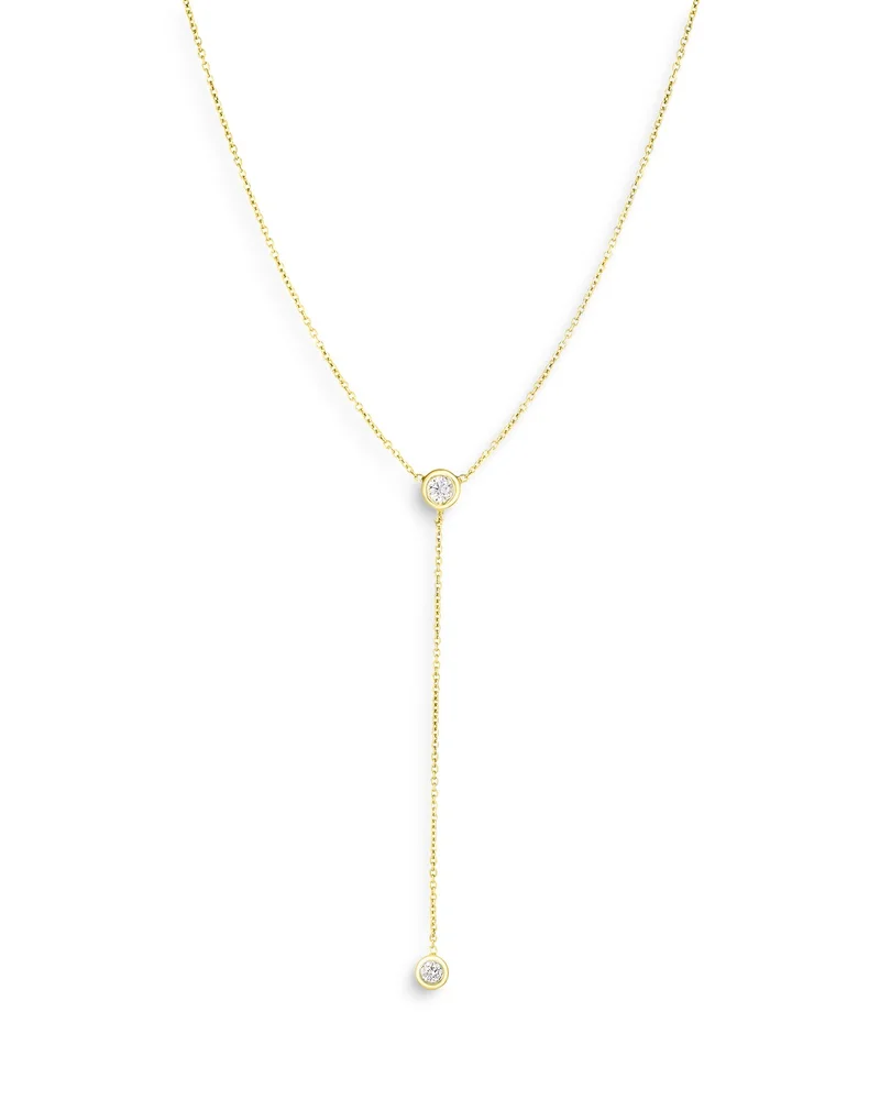 18K Yellow Gold Tiny Treasures Diamond Y Necklace, 16"